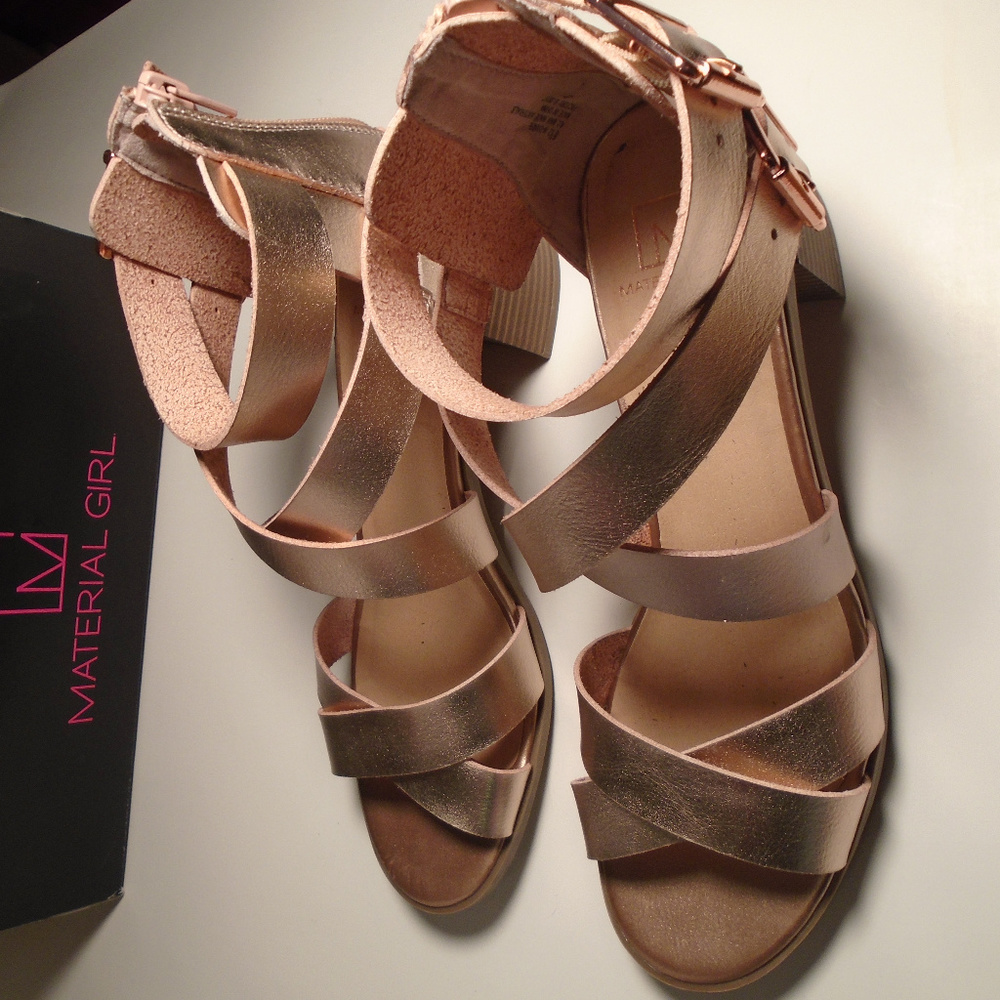 Material Girl Danee Block Heel Sandal 8.5 Rosegold